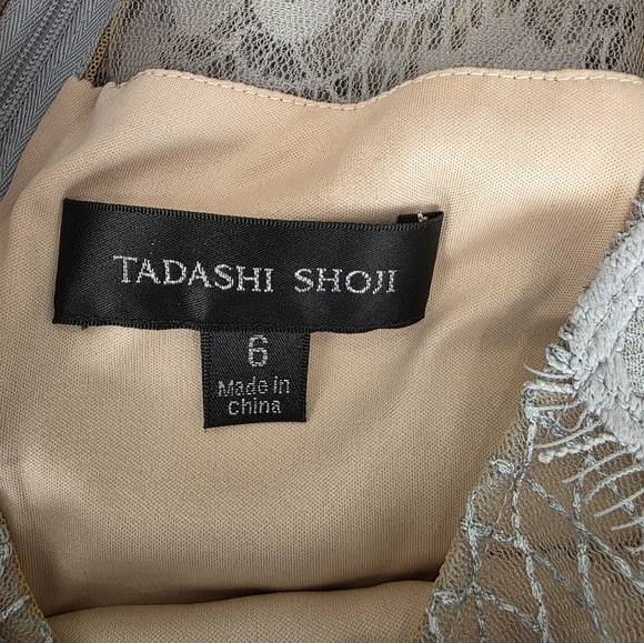 Tadashi Shoji Savita Lace Midi Dress in Gray and Cream Size 6 - Picture 6 of 11